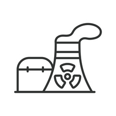 Nuclear containment building, in line design. Nuclear, Containment, Building, Safety, Reactor, Energy, Power, on white background vector. Nuclear containment building editable stroke icon.