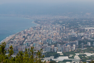 Panoramic view of the Mediterranean coastline and Mahmutlar from the Syedra