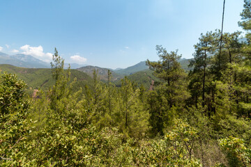 Panoramic view on forest and hills from Dim Cave, Alanya