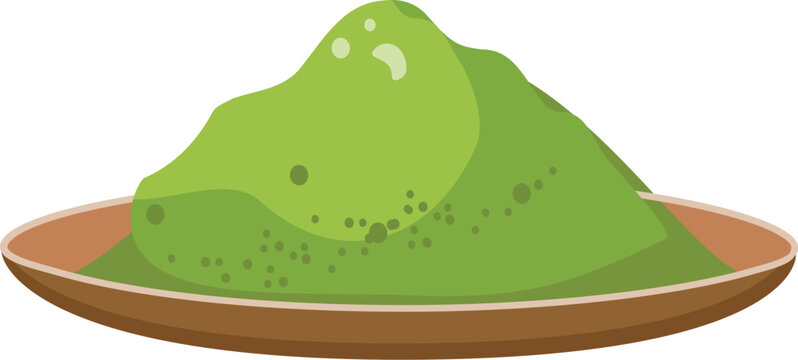 green matcha powder on brown plate clip art preview