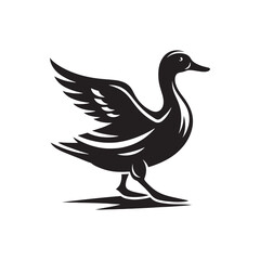 Vector Duck Silhouettes: Striking Black Vector Art Capturing the Grace and Beauty of These Iconic Waterfowl- Duck Illustration.