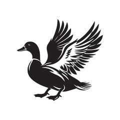 Vector Duck Silhouettes: Striking Black Vector Art Capturing the Grace and Beauty of These Iconic Waterfowl- Duck Illustration.