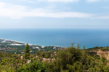 Fototapeta premium Panoramic view of the Mediterranean coastline from the Syedra, Turkey