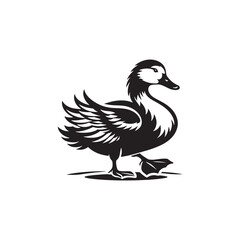 Vector Duck Silhouettes: Striking Black Vector Art Capturing the Grace and Beauty of These Iconic Waterfowl- Duck Illustration.