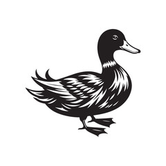 Vector Duck Silhouettes: Striking Black Vector Art Capturing the Grace and Beauty of These Iconic Waterfowl- Duck Illustration.