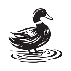 Vector Duck Silhouettes: Striking Black Vector Art Capturing the Grace and Beauty of These Iconic Waterfowl- Duck Illustration.