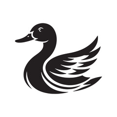 Vector Duck Silhouettes: Striking Black Vector Art Capturing the Grace and Beauty of These Iconic Waterfowl- Duck Illustration.