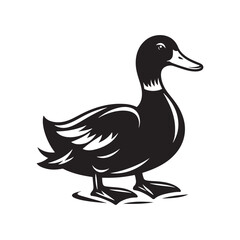 Vector Duck Silhouettes: Striking Black Vector Art Capturing the Grace and Beauty of These Iconic Waterfowl- Duck Illustration.