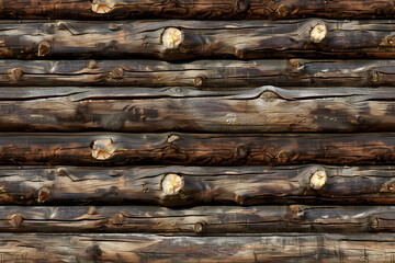 seamless natural wood log cabin wall background texture rustic old grunge brown redwood timber logs tileable repeat surface pattern a high resolution construction backdrop 3d rendering AI