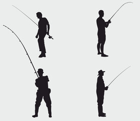 Obraz premium fisherman silhouettes. Fishing, fisherman, fly fishing, fish.