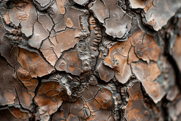 The rough texture of a trees bark, close-up on the scars and marks that tell stories of survival...