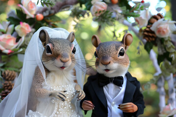 a squirrel bride and groom generated by AI