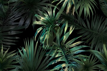 Fototapeta premium Cutout of a tropical green palm leaf