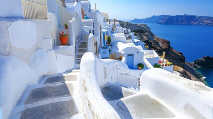 Obraz premium Stunning Blue and White Village Scenery
