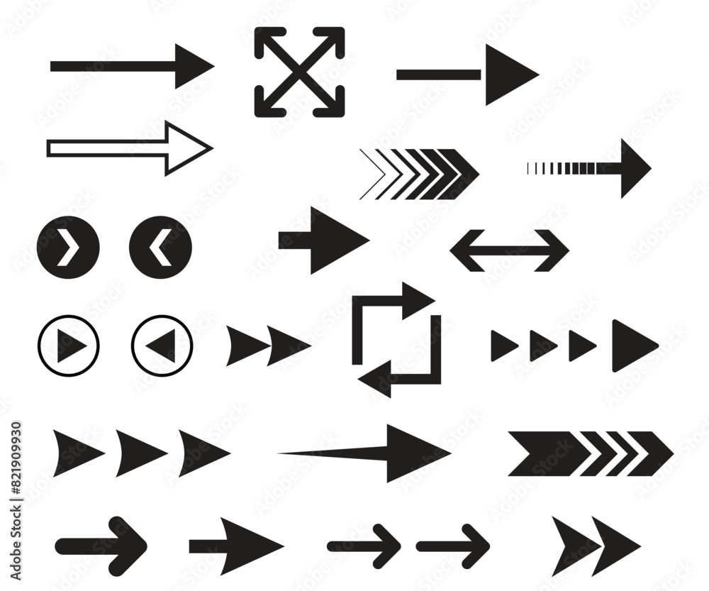 Aufkleber Arrow icon. Mega set of vector arrows. Set of Arrows symbols direction marker, line arrow, vector illustration