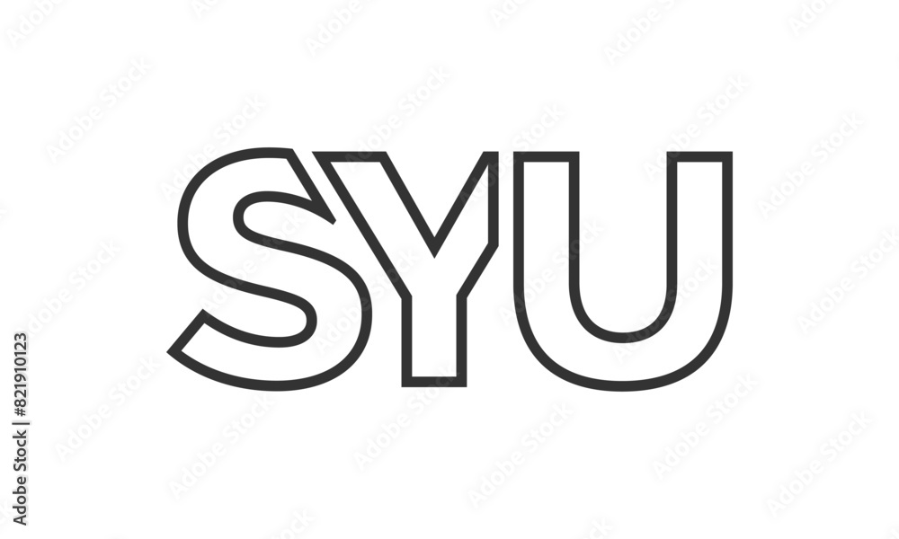 Poster syu logo design template with strong and modern bold text. initial based vector logotype featuring s