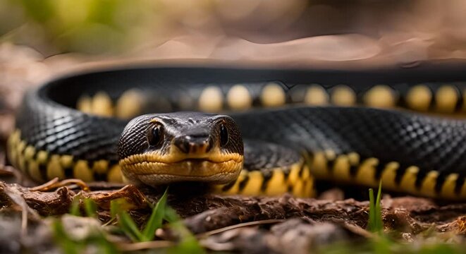 Happy Chinese new year 2025 greeting card black and golden snake . Animal zodiac 