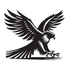 Minimalist Falcon Vector Silhouette: Striking Black Vector Art - Falcon Illustration - Bird Vector Silhouette.