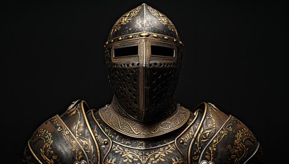 Dark Knight in Ornate Medieval Armor