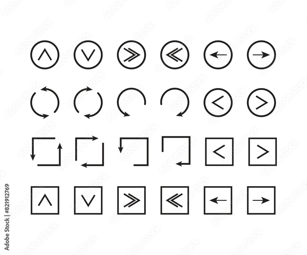 Fototapete Arrows icon set. Arrow for the website and app. Arrow vector icon set in thin line style