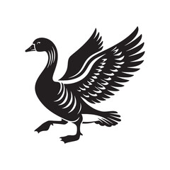 Goose Silhouettes: Striking Black Vector Art Capturing the Grace and Beauty of These Iconic Waterfowl - Goose Illustration- Goose Vector.