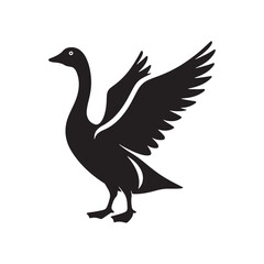 Goose Silhouettes: Striking Black Vector Art Capturing the Grace and Beauty of These Iconic Waterfowl - Goose Illustration- Goose Vector.