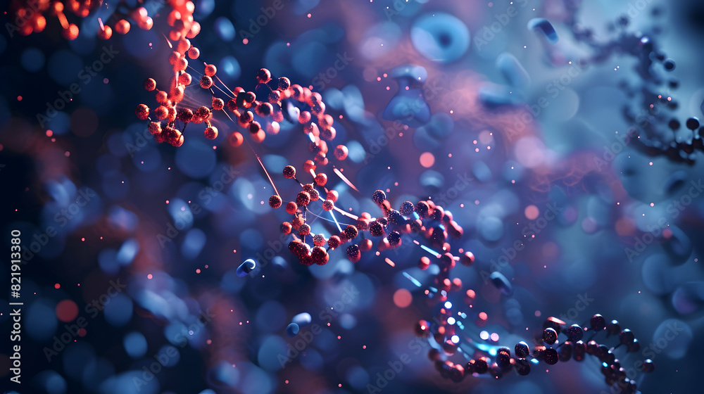 Sticker Molecule of mRNA, 3D illustration - Stickers