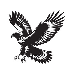 Hawk Silhouettes: Striking Black Vector Art- Minimalist Hawk Vector - Hawk Illustration.