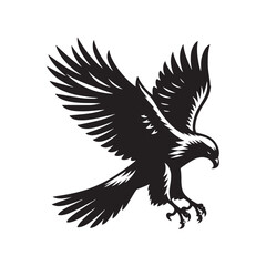 Hawk Silhouettes: Striking Black Vector Art- Minimalist Hawk Vector - Hawk Illustration.