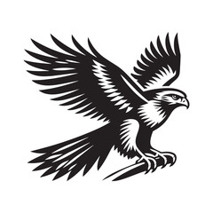 Hawk Silhouettes: Striking Black Vector Art- Minimalist Hawk Vector - Hawk Illustration.