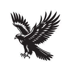Hawk Silhouettes: Striking Black Vector Art- Minimalist Hawk Vector - Hawk Illustration.