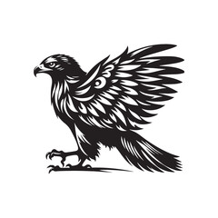 Obraz premium Hawk Silhouettes: Striking Black Vector Art- Minimalist Hawk Vector - Hawk Illustration.