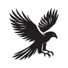 Hawk Silhouettes: Striking Black Vector Art- Minimalist Hawk Vector - Hawk Illustration.