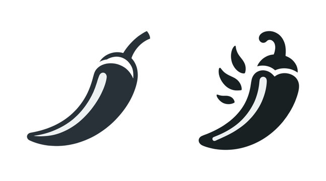 Stylish vector illustration of two chili pepper icons in black and white.
