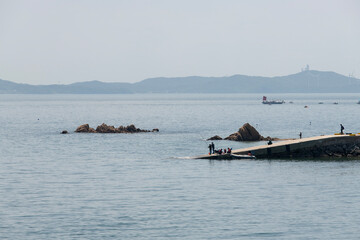 View of fishing at the seaside