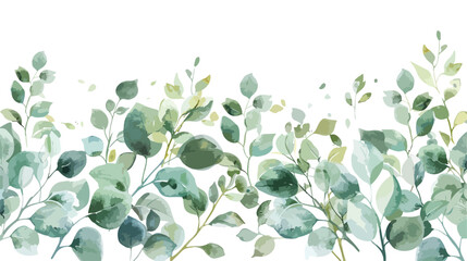 Green Foliage Watercolor Arrangement Isolated on white
