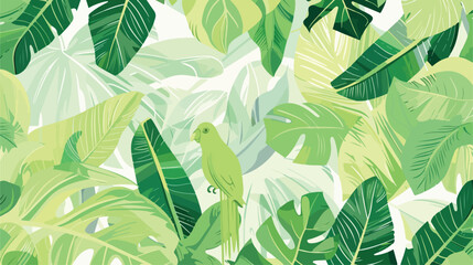 Green Parrot and Mint Colour Seamless Pattern Abstrac