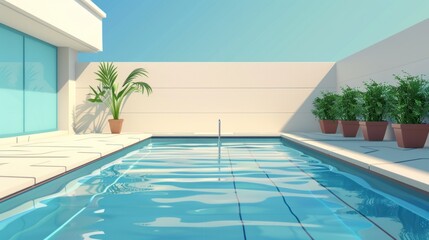 swimming pool without people in home different views