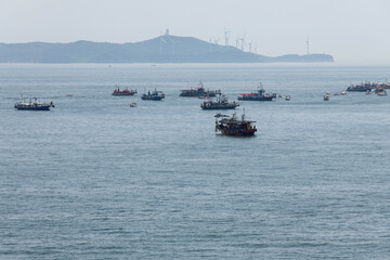 Obraz premium View of the fishing boat on the sea