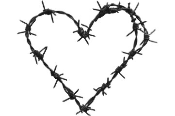 barbed wire heart grunge halftone collage design element