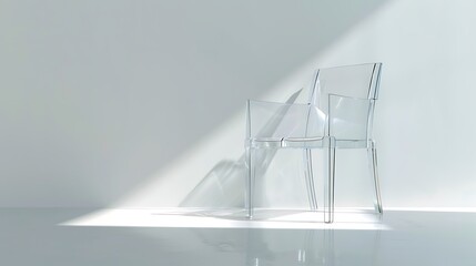 Stylish acrylic chair isolated on a bright white backdrop, showcasing modern transparency and sophistication in design.