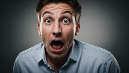 man making a surprised or frightened face