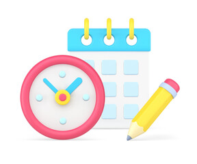 Time management event reminder business planning calendar tips work organization 3d icon vector