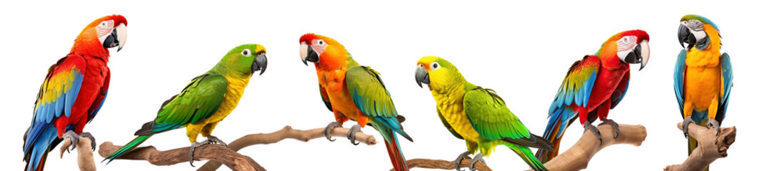 Fototapeta premium Colorful Parrots png on transparent background