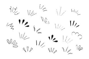 Pop line frame comic anime effect healine mark, suprise doodle emotions isolated on white background. Attention sign, notice or sparles.