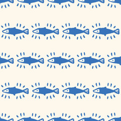 seamless pattern, fish art surface design for fabric scarf and decor
