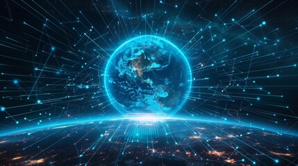 Obraz premium Hightech globe with glowing connection points and lines