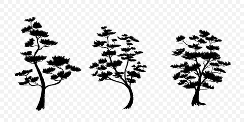 Conceptual tree background design. Black Chinese ink. Vector illustration.
