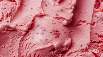 Close-up of pink ice cream with rich, creamy texture and smooth swirls