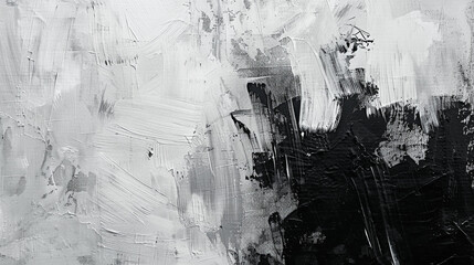 Abstract painting with black and white harsh brush strokes creating a textured background